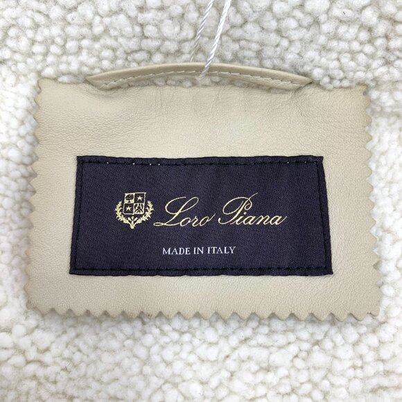 IW0325 Loro Piana Off-white lapel fur integrated zipper jacket jacket 40 M size - Picture 5 of 9